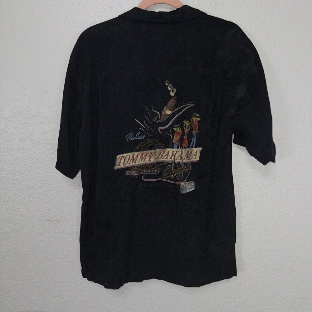 Tommy Bahama Button Up Shirt Mens Small Black Short Sleeve‎